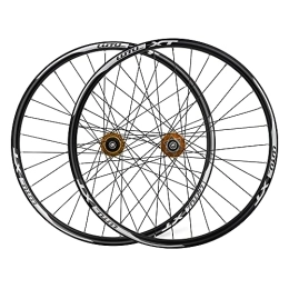 ZFF Spares ZFF 26 27.5 29in MTB Mountain Bike Wheelset Front Rear Wheel Disc Brake Quick Release 8 9 10 11 Speed Double Wall Aluminum Alloy Rim 32 Holes (Color : Gold, Size : 26in)