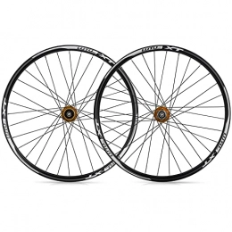 ZFF Spares ZFF 26 27.5 29in QR Mountain Bike Wheelset Double Wall Aluminum Alloy Rim MTB Front Rear Wheel Disc Brake 8 9 10 11 Speed 32 Holes Super Light (Color : Gold, Size : 26in)