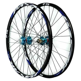 ZFF Spares ZFF 26 / 27.5 / 29inch Mountain Bike Wheelset Disc Brake Sealed Bearing Front Rear Wheel Double Wall Rim QR 7 / 8 / 9 / 10 / 11 Speed 32 Holes (Color : Blue, Size : 26in)