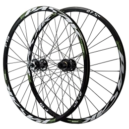 ZFF Spares ZFF 26 27.5 29inch Mountain Bike Wheelset MTB Wheels Aluminum Alloy Double Wall Rim Disc Brak Thru Axle Front Rear Wheel 7 8 9 10 11 12 Speed 32 Holes (Color : 27.5" Green, Size : 12 * 100MM)