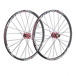 ZFF Spares ZFF 26 / 27.5 Inch Mountain Bike Wheelset Carbon Fiber Hub Ultra-light Aluminum Alloy Double Wall Rim Disc Brake 7 8 9 10 11 Speed Quick Release (Color : Red hub)