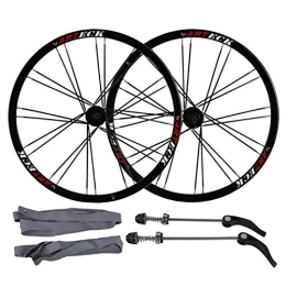 ZFF Spares ZFF 26 Inch Bicycle Disc Brake Wheelset Mountain Bike Flat Spoke Wheel Quick Release 8 / 9 / 10 Speed Cassette 24 Hole (Color : Black hub, Size : 26inch)