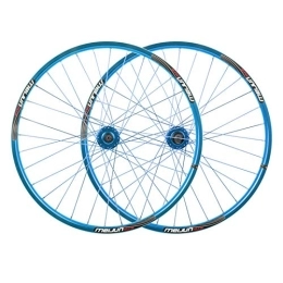 ZFF Spares ZFF 26 Inch Mountain Bike Disc Brake Wheelset Bicycle Wheel Aluminum Alloy Quick Release 7 / 8 / 9 / 10 / 11 / 12 Speed Flywheel 32 Hole (Color : Blue)