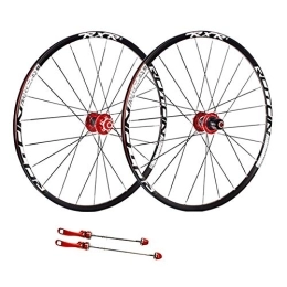 ZFF Spares ZFF 26 Inch Mountain Bike Wheelset Carbon Fiber Hub Disc Brake MTB Wheel Double Wall 5 Palin 7 8 9 10 11 Speed Cassette (Color : Red hub, Size : Quick Release)