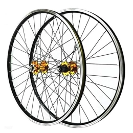 ZFF Spares ZFF 26 Inch Mountain Bike Wheelset Disc / V Brake Mtb Front & Rear Wheel Sealed Bearing 7 8 9 10 11 Speed Cassette Quick Release (Color : Gold hub)