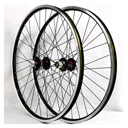 ZFF Spares ZFF 26 Inch MTB Bike Wheelset Bicycle Wheel Double Wall Alloy Rim Sealed Bearing Disc / V Brake QR 7 / 8 / 9 / 10 / 11 Speed Cassette (Color : Black hub)