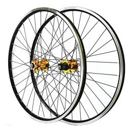 ZFF Spares ZFF 26 Inch Mtb Front + Rear Wheel Sealed Bearing Mountain Bike Wheelset Disc / V Brake Ring 7-11 Speed Cassette Quick Release (Color : Gold hub)