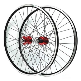 ZFF Mountain Bike Wheel ZFF 26 Inch MTB Wheelset Quick Release Front & Rear Wheel 7 / 8 / 9 / 10 / 11 Speed Cassette Freewheel V / Disc Brake Aluminum 36H (Color : Red Hub)