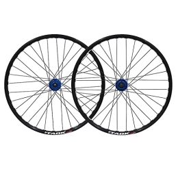 ZFF Spares ZFF 26inch Mountain Bike Wheelset MTB Wheels Disc Brake Aluminum Alloy Double Wall Rim Quick Release 7 8 9 Speed 32 Holes Six Holes (Color : Blue hub)