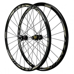 ZFF Spares ZFF 700C Disc Brake Road Bike Wheelset Thru Axle Mountain Bike Front + Rear Wheel Cyclocross Road V / C Brake 7 / 8 / 9 / 10 / 11 / 12 Speed (Color : Black)
