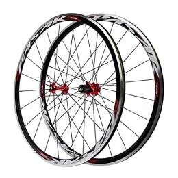 ZFF Spares ZFF 700C Double-Walled Road Bike Wheelsets Aluminum Alloy MTB Wheels Quick Release C / V Brake 20 / 24 Holes Bike Wheel fit 7-11 Speed Cassette (Color : Red-1, Size : 700C)