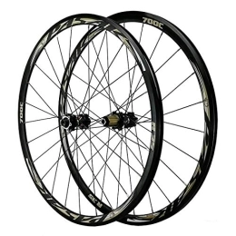 ZFF Spares ZFF 700C Road Mountain Bike Wheel Set Disc Brake V / C Brake Front & Rear Wheel Cyclocross 7 8 9 10 11 12 Speed Flywheels Double Wall (Color : Black, Size : Thru axle)