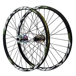 ZFF Spares ZFF Bicycle Mountain Bike 24 Inch Double Wall Rims MTB Wheelset Front & Back Wheels Quick Release Disc Brakes 7 8 9 10 11 12 Speed Cassette 32 Holes 1886g (Color : Green)