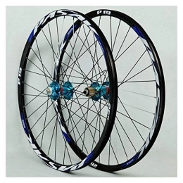 ZFF Spares ZFF Bicycle Wheel Set Aluminum Alloy Mtb Front Rear Wheel Double Wall Cassette Quick Release Disc Brake 7 / 8 / 9 / 10 / 11Speed 32H (Color : Blue, Size : 29in)