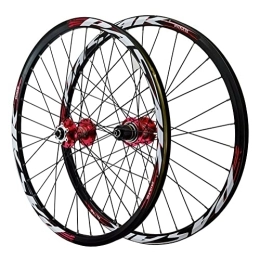 ZFF Spares ZFF Mountain Bike Wheelset 24" 7 8 9 10 11 12 Speed Cassette Double Wall Alloy MTB Wheels Bicycle Front & Rear Wheels Quick Release Disc Brakes 32 Holes 1886g (Color : Red)