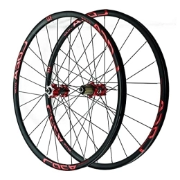 ZFF Spares ZFF Mountain Bike Wheelset 26 / 27.5 / 29 Inch, Aluminum Alloy Rim 24H Disc Brake MTB Wheelset, Quick Release Front Rear Bike Wheels 7 8 9 10 11 12 Speed Cassette Freewheel (Color : Red, Size : 26in)