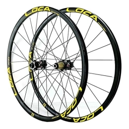 ZFF Mountain Bike Wheel ZFF Mountain Bike Wheelset 26 / 27.5 / 29in Bicycle Front & Rear Wheel Thru axle Aluminum Disc Brake 8 / 9 / 10 / 11 / 12 Speed Flywheel (Color : Yellow, Size : 29in)
