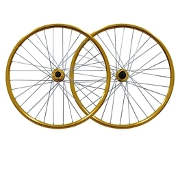 ZFF Spares ZFF MTB 26 Inch Mountain Bike Wheelset Quick Release Bicycle Front Rear Wheels Aluminum Alloy Double Wall Rim Disc Brake 7 8 9 Speed 32 Holes (Color : Gold)