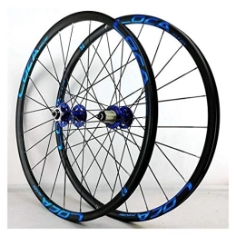ZFF Spares ZFF MTB Bicycle Wheelset 26 / 27.5in Front & Rear Wheels Rim QR 8 / 9 / 10 / 11 / 12 Speed Wheel Hubs Disc / V Brake Flat Spokes 24H (Color : Blue, Size : 27.5in)