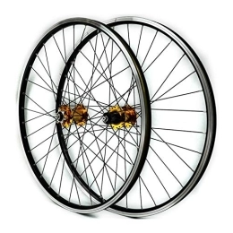 ZFF Spares ZFF MTB Front Rear Wheel 26 Mountain Bike Wheelset Sealed Bearing Disc / V Brake Rim 7 8 9 10 11 Speed Freewheel Cassette Quick Release (Color : Yellow hub)