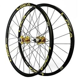 ZFF Mountain Bike Wheel ZFF MTB Wheelset 26 / 27.5 / 29, Front&Rear 100 / 135mm QR Bicycle Wheel Set, Aluminum Rim Mountain Bike Wheels Disc Brake Fit 7-11 Speed Cassette Freewheel (Color : Gold, Size : 29in)