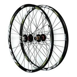 ZFF Spares ZFF Mtb Wheelset, 26in / 27.5in / 29in Mountain Bike Front + Rear Wheel Aluminum Alloy Double Wall Quick Release 7 / 8 / 9 / 10 / 11 Speed (Color : Green, Size : 29in)