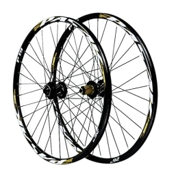 ZFF Spares ZFF Oksmsa 26 / 27.5 / 29 Inch Bicycle Front + Rear Wheel Quick Release Freewheel Bike Wheelset Barrel Shaft Double Walled MTB Rim Disc Brake for 7-11 Speed Cassette (Color : Gold, Size : 26in)