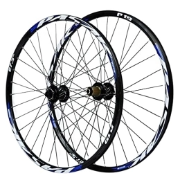 ZFF Spares ZFF Oksmsa 26 / 27.5 / 29 Inch Bicycle Wheelset Barrel Shaft Hybrid Mountain Bike Wheels Double Wall MTB Rim Disc Brake Quick Release 32H 7-11 Speed (Color : Blue, Size : 27.5in)