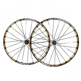 ZGQP Mountain Bike Wheel ZGQP Mountain Bike Wheel Set, Metal Wheel Palin Wheel 26 / 27.5 Inch Front And Rear Complete Set Of Drum Accessories, Front And Rear Wheel Pair (Color : Gold, Size : 26 inches)