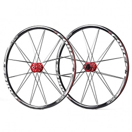 ZHENHZ Spares ZHENHZ Mountain Bike Wheelset, 26 / 27.5 Inch Bicycle Wheel (Front + Rear) Ultralight Aluminum Cycling Wheelset QR Disc Brake 24H Six Bolts 7-10Speed Cassette, Red, 27.5