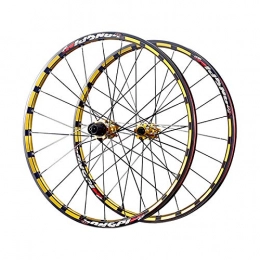ZHENHZ Spares ZHENHZ Mountain Bike Wheelset, 26 / 27.5 inch MTB Rim Rear Wheel + Front Wheel Bicycle Wheelset 7-11Speed Cassette Disc Brake Six Bolts 24H, Yellow, 27.5