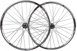 ZHTY Mountain Bike Wheel ZHTY Mountain Bike Wheelset, Silver Hubs And Decals Disc Brake Only Wheels, 7, 8, 9, 10 Speed Cassette Type, Double Wall Disc Only Rims Bike Front and Rear Wheels