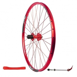 ZLYY Spares ZLYY Bike Rear Wheel 26 Inch, Mountain Double Wall Quick Release Disc Brake MTB Bicycle 7 8 9 10 Speed Wheels Brackets Hubs, Red