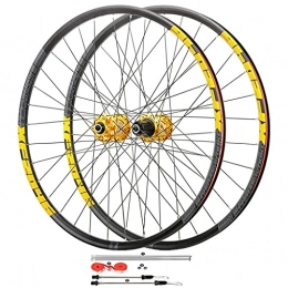 zmigrapddn Mountain Bike Wheel zmigrapddn 26 / 27.5 / 29 Inch MTB Bike Discbrake Wheelset, Double Walled Aluminum Alloy Quick Release Sealed Bearings 11 Speed 32H (Color : Yellow, Size : 26 inch)