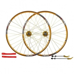 zmigrapddn Spares zmigrapddn 26 Inch Bike Wheelset, Double Wall MTB Rim Quick Release Hub Discbrake Racing Road Cycling Wheels 32 Hole 8 9 10 11 Speed (Color : Yellow)