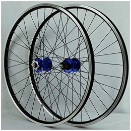 zmigrapddn Spares zmigrapddn 26 Inch Mountain Bicycle Wheelset, Double Wall Aluminum Alloy Disc / V-Brake Cycling Wheels 32 Hole Rim 7 / 8 / 9 / 10 Cassette (Color : Blue, Size : 26inch)
