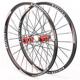 zmigrapddn 27.5 Inch MTB Bike Wheelset, Double Wall Aluminum Alloy 29 Inch Cycling Wheels Quick Release 24 Hole 8/9/10/11 Speed Rim (Color : Red, Size : 26 inch)