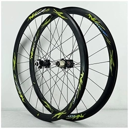 zmigrapddn Mountain Bike Wheel zmigrapddn 29 Inch MTB Bicycle Wheelset, Double Wall V-Brake 700C Racing Bicycle 40MM Cycling Wheels Discbrake 24 Hole 7 / 8 / 9 / 10 / 11 Speed (Color : Green, Size : 700C)