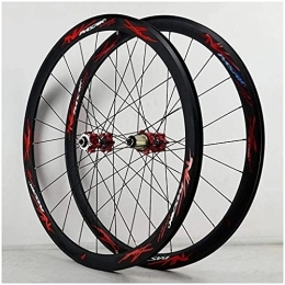zmigrapddn Spares zmigrapddn 700C MTB Bike Wheelset, Double Wall V-Brake Racing Bicycle 40MM 29 Inch Cycling Wheels Hybrid / Mountain 24 Hole 7 / 8 / 9 / 10 / 11 Speed (Color : Red, Size : 700C)
