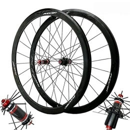zmigrapddn Spares zmigrapddn 700C V-Brake Bike Wheelset, Carbon Fiber Road Racing Bicycle 40MM Cycling Wheels Hybrid / Mountain 24 Hole 7 / 8 / 9 / 10 / 11 Speed (Color : Black)