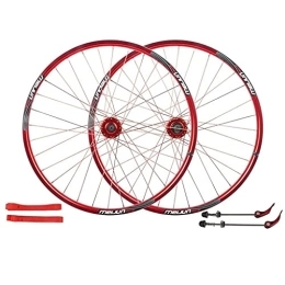 zmigrapddn Mountain Bike Wheel zmigrapddn MTB Bike Wheelset Cycling Wheels, 26 Inch Double Wall Quick Release Discbrake Hybrid / Mountain Rim 32 Hole 8 9 10 11 Speed (Color : Red)