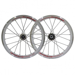 ZNND Mountain Bike Wheel ZNND 16 Inch Mountain Bike Wheelset MTB Bicycle Wheels Double Wall Alloy Rim Cassette Hub V Brake Quick Release Front Rear 11 Speed (Color : White)