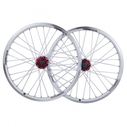 ZNND Spares ZNND 20 Inch Mountain Bike Wheelset, Double Wall MTB Rim Quick Release V-Brake Disc Brake Hybrid 32 Hole 8 9 10 Speed (Color : White, Size : 20 inch)