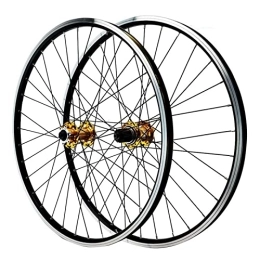 ZNND Spares ZNND 26 / 27.5 / 29 Inch Bicycle Wheel Mountain Bike Wheelset Disc / V Brake Front Two Rear Four Peilin Bearings 32 Holes 7-12 Speed Quick Release Rim (Color : Gold, Size : 26inch)