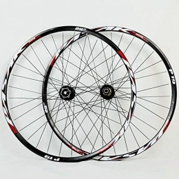 ZNND Spares ZNND 26 27.5 29 Inch Bike Wheelset, Mountain Bicycle Wheels Double Layer Alloy Rim Quick Release / Thru Axle Dual Purpose Disc Brake 7-11 Speed (Color : Black Hub red logo, Size : 26inch)