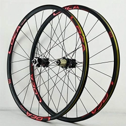 ZNND Mountain Bike Wheel ZNND 26 27.5 29 Inch Mountain Bike Wheelset MTB Front Rear Bicycle Rims Set Quick Release Red Black Hub Disc Brake Wheels For 8 9 10 11 12 Speeds (Color : Black Hub red label, Size : 26in)
