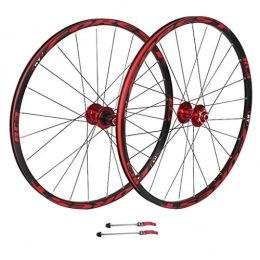ZNND Spares ZNND 26 / 27.5 Inch Mountain Bike Wheelset, Double Wall Quick Release MTB Rim Sealed Bearings Disc Brake 8 9 10 Speed Red (Color : A, Size : 27.5inch)
