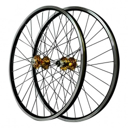 ZNND Spares ZNND 26" Bicycle Wheelset, Cycle Wheel 32H Front 2 Rear 4 Bearing Hub Disc Brake Mountain Bike Wheels V Brake (Color : Yellow)
