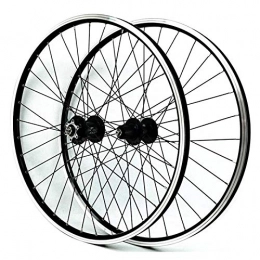 ZNND Mountain Bike Wheel ZNND 26 Inch Bike Wheelset, Bicycle Wheels Double Wall MTB Rim Mountain Cycling Quick Release Disc / V Brake 32 Hole Disc 7 8 9 10 11Speed (Color : Black hub)