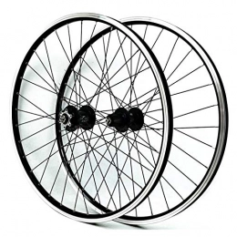 ZNND Mountain Bike Wheel ZNND 26 Inch Mountain Bike Wheelset Double Wall Aluminum Alloy Disc / V-Brake Cycling Bicycle Wheels Front 2 Rear 4 Palin 32 Hole 7-11 Speed Freewheel (Color : Black hub)